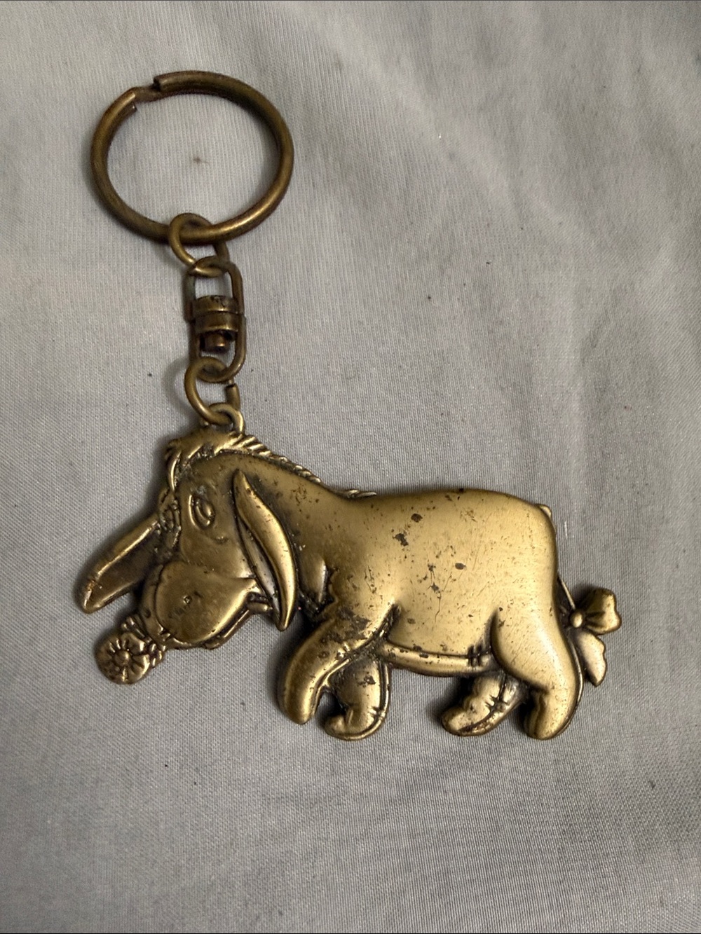 Vintage Gold Tone Eeyore Keychain Charm